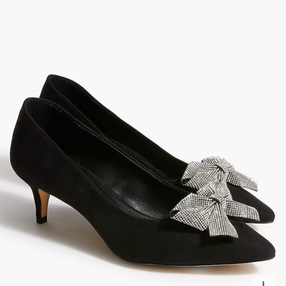 JCrew factory Crystal -Bow kitten heels NIB J.Crew Rhinestone bow Esme heels